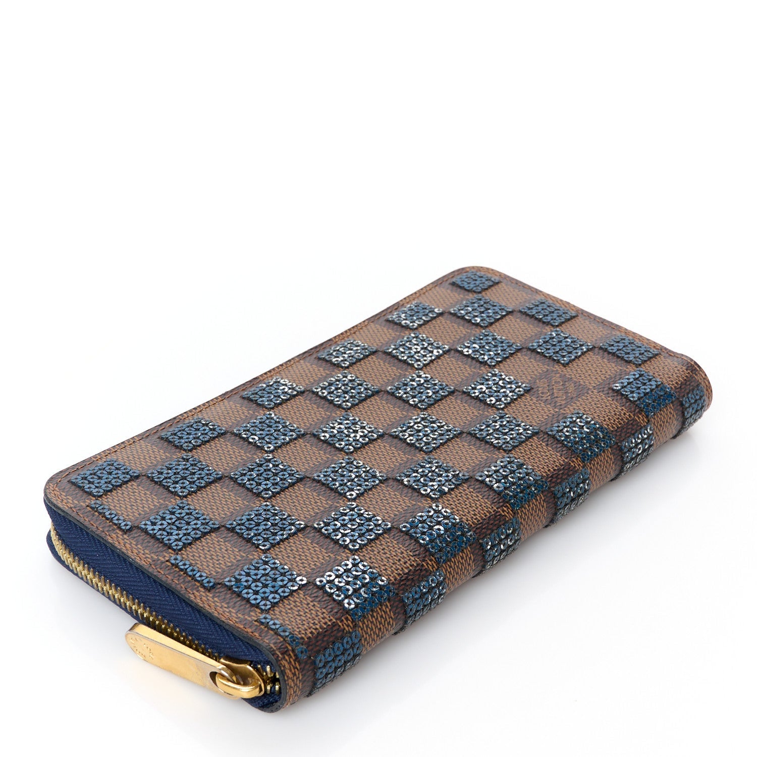 Damier Paillettes Zippy Wallet Blue