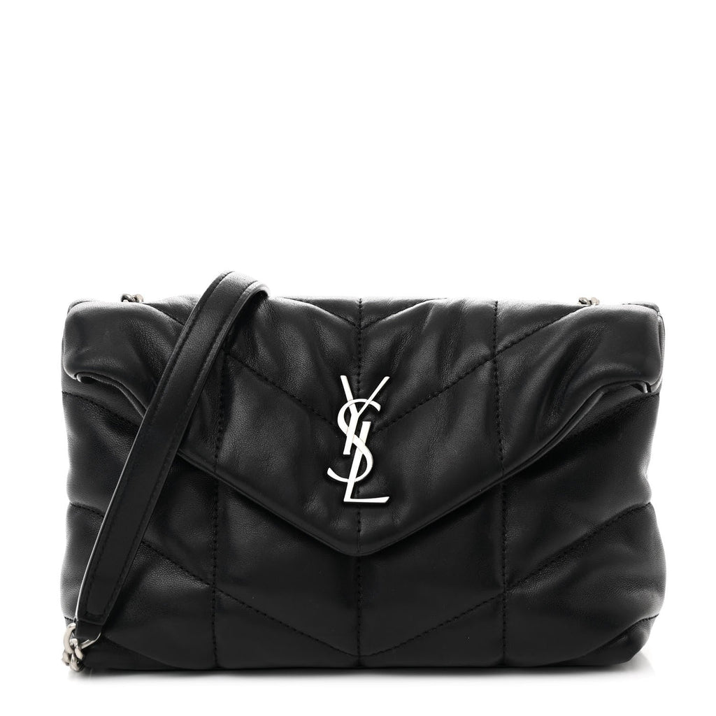 Lambskin Quilted Toy Loulou Puffer Monogram Chain Satchel Black