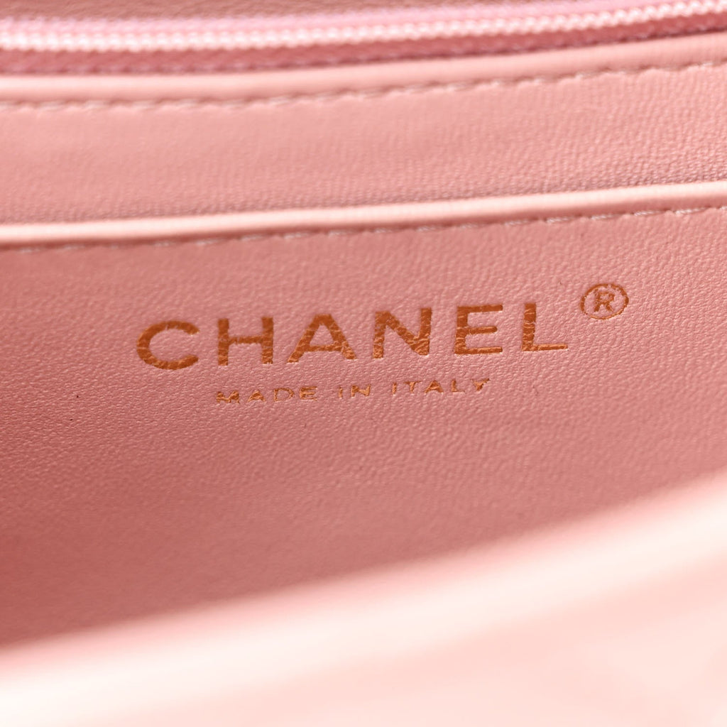 Lambskin Quilted Mini Square Flap Light Pink