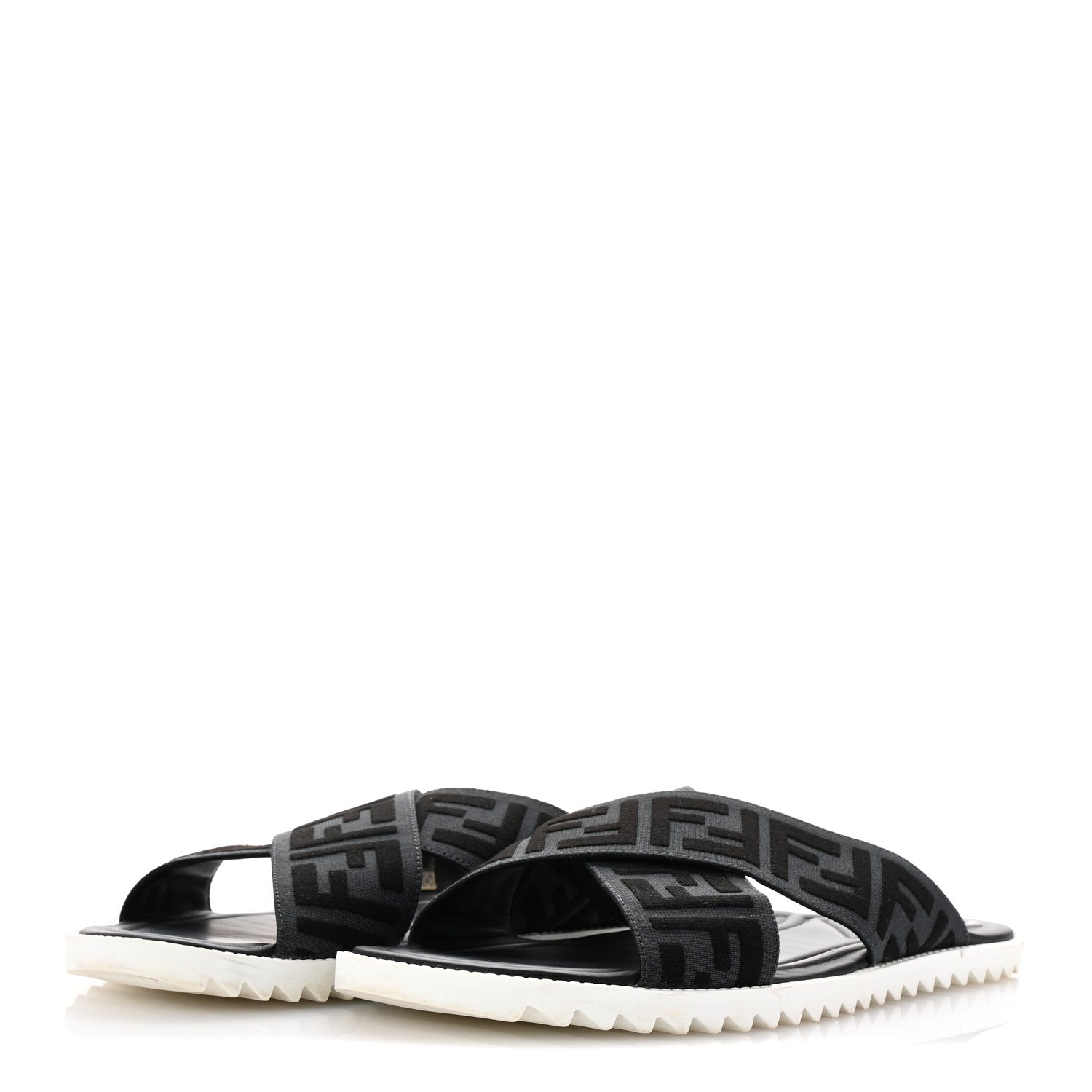 Fabric Rubber Macro FF Embroidered Mens Crisscross Slide Sandals 8 Asfalto Black