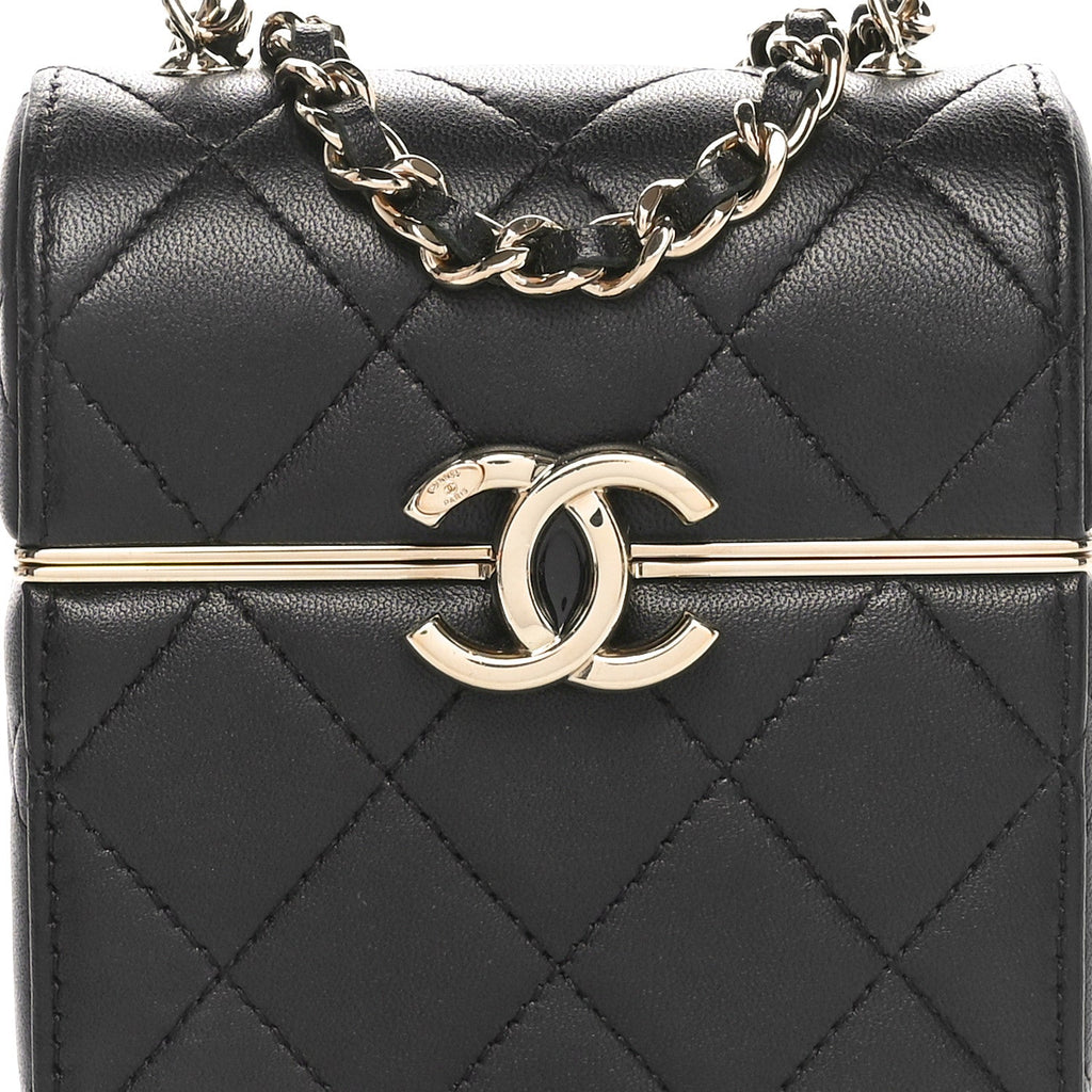 Lambskin Quilted Small Box With Chain Black