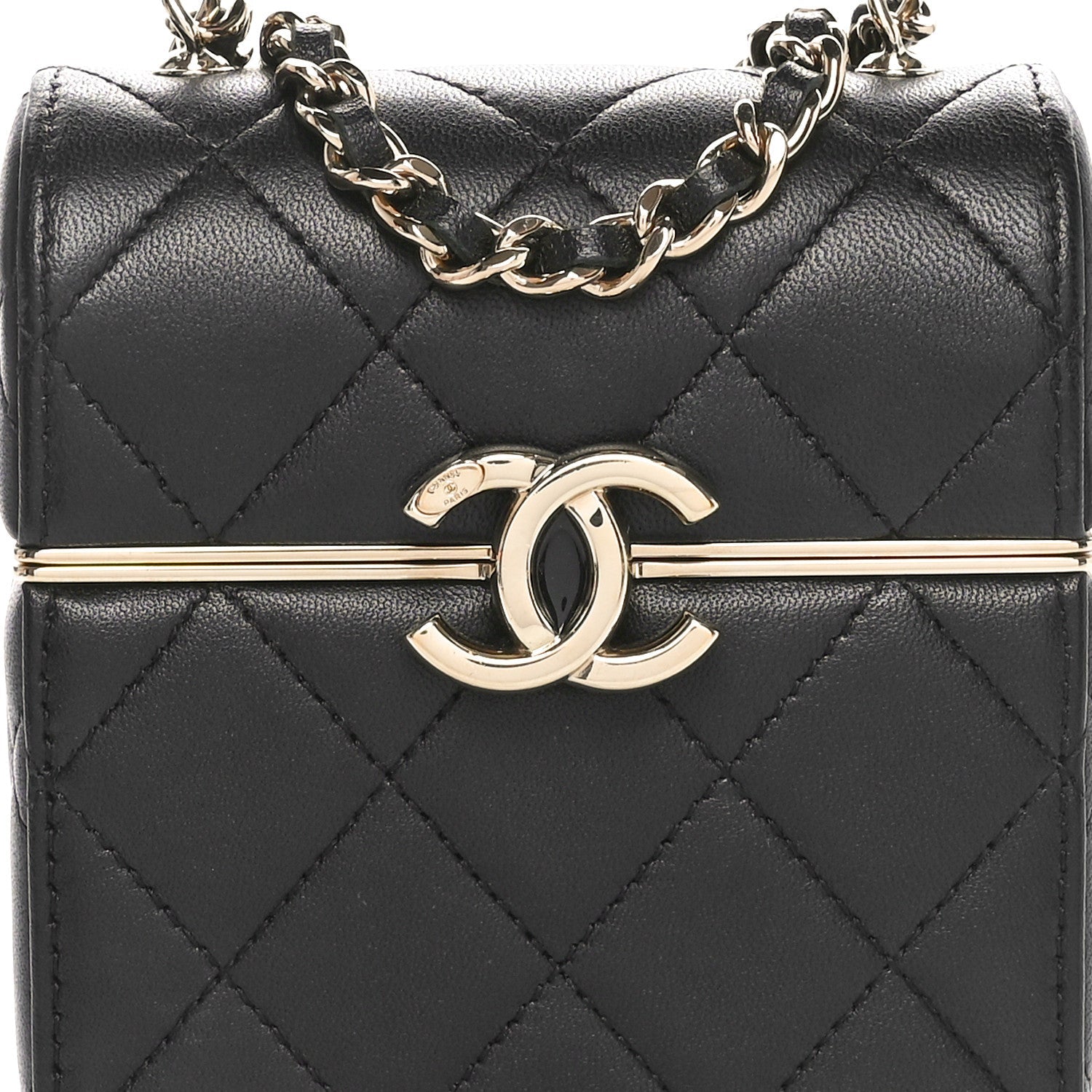 Lambskin Quilted Small Box With Chain Black