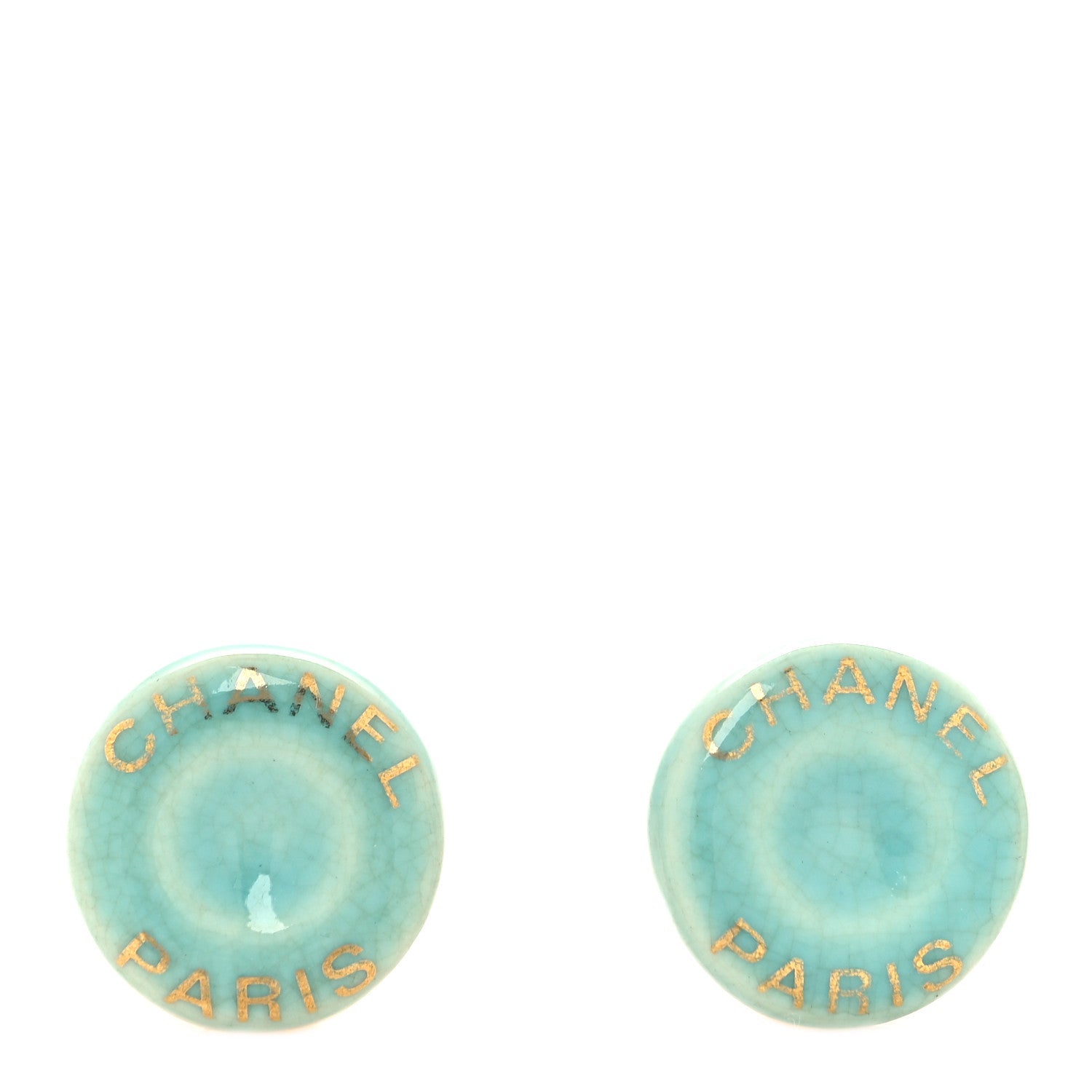 Resin Logo Clip On Earrings Blue