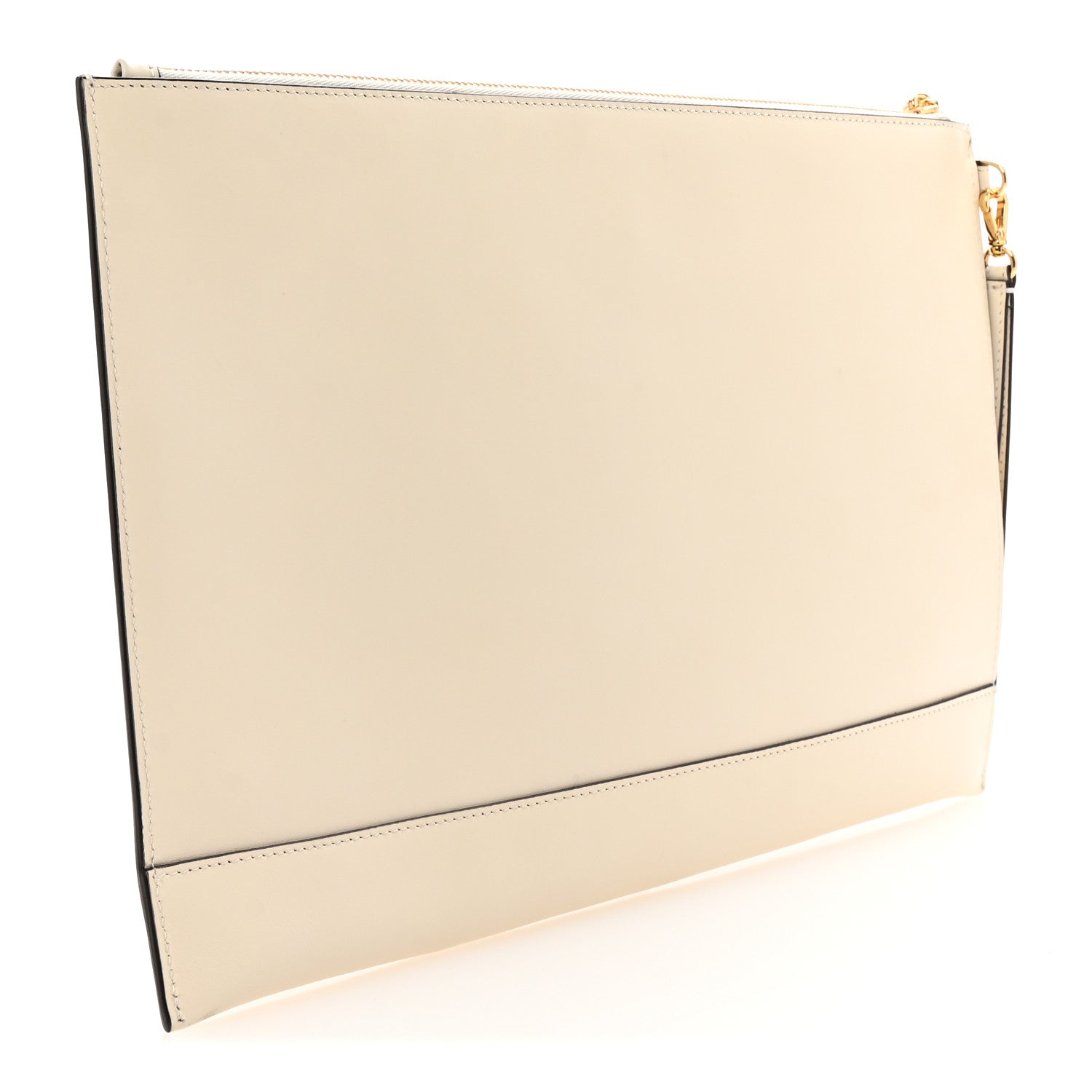 Vitello King Logo Embossed Large Flat Pouch White Ice