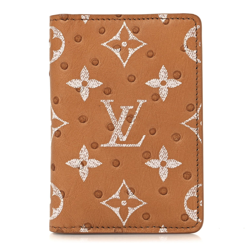 Ostrich Monogram Pocket Organizer NM
