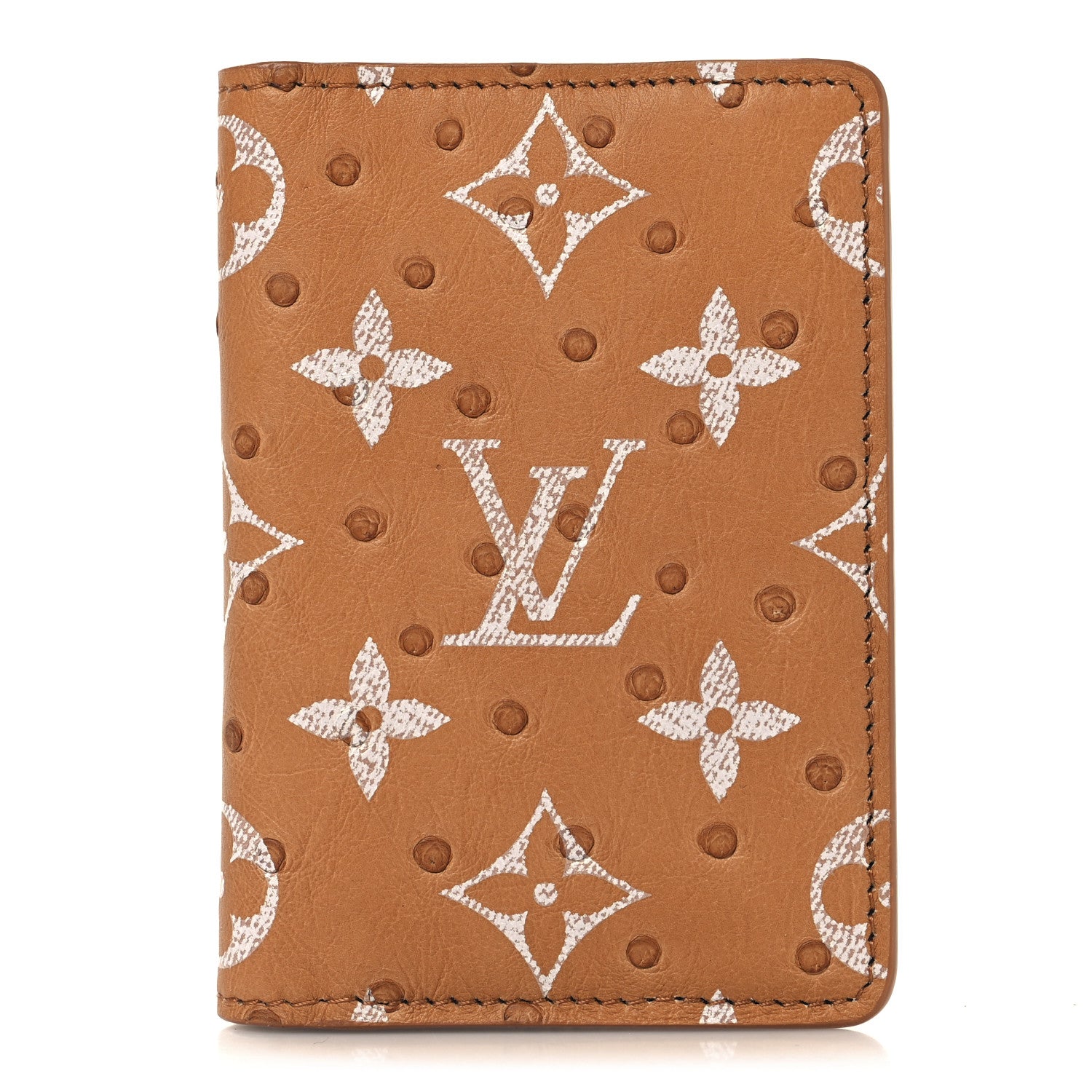 Ostrich Monogram Pocket Organizer NM