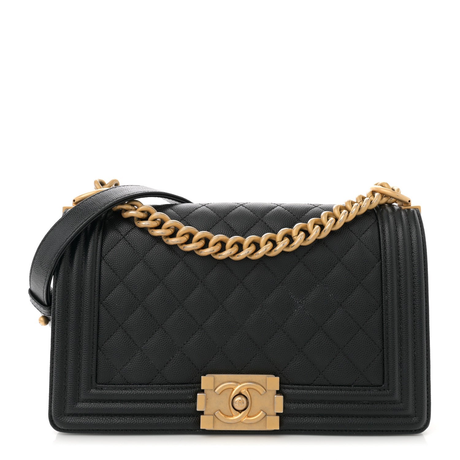 Caviar Quilted Medium Boy Flap Black