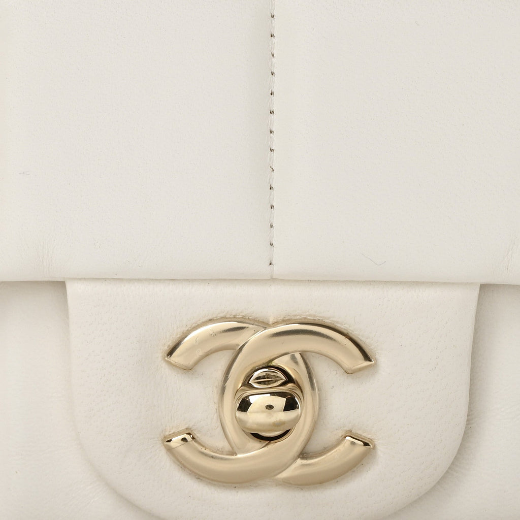 Lambskin Resin Crystal Square Quilted Monacoco Mini Square Flap White