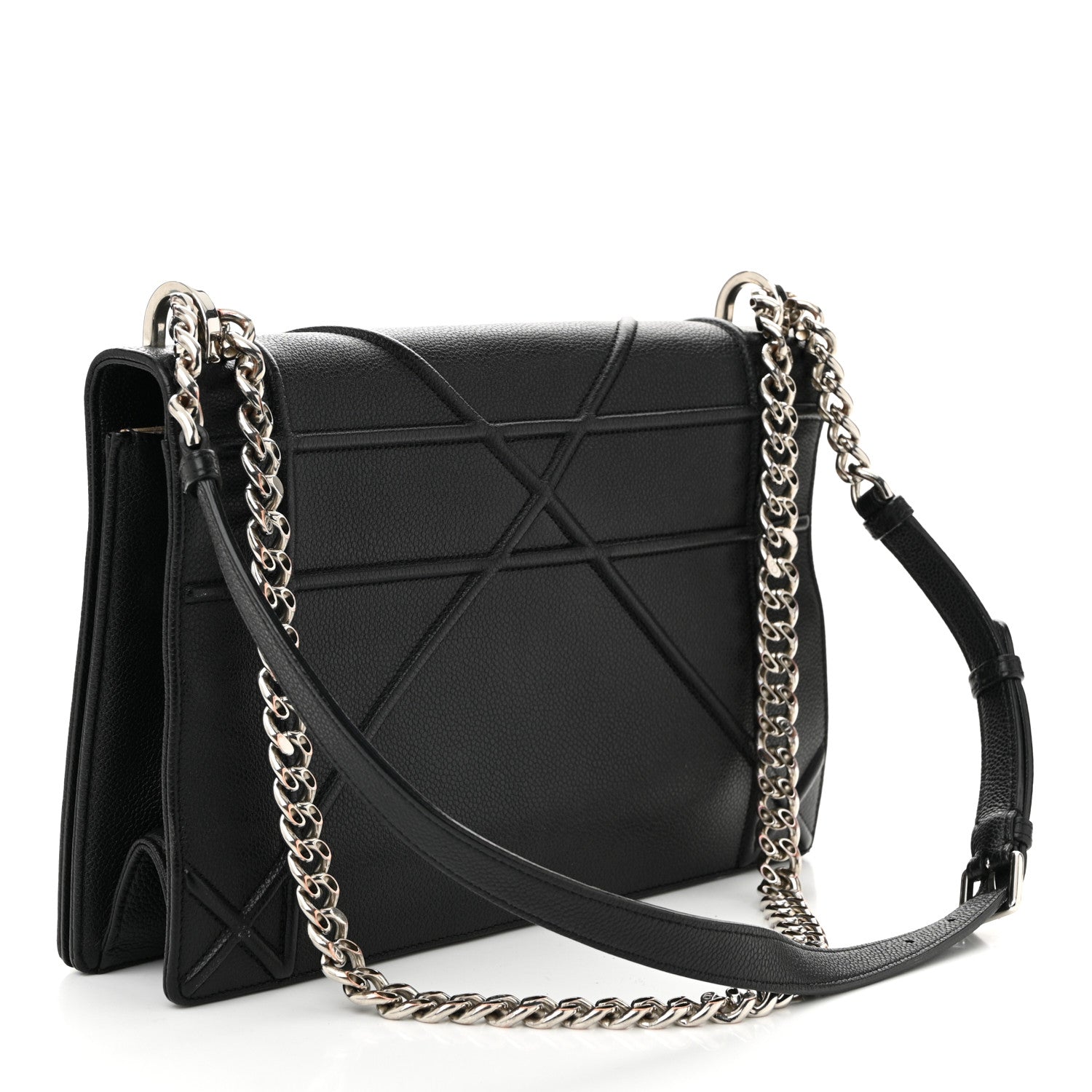 Grained Calfskin Large Diorama Flap Bag Black