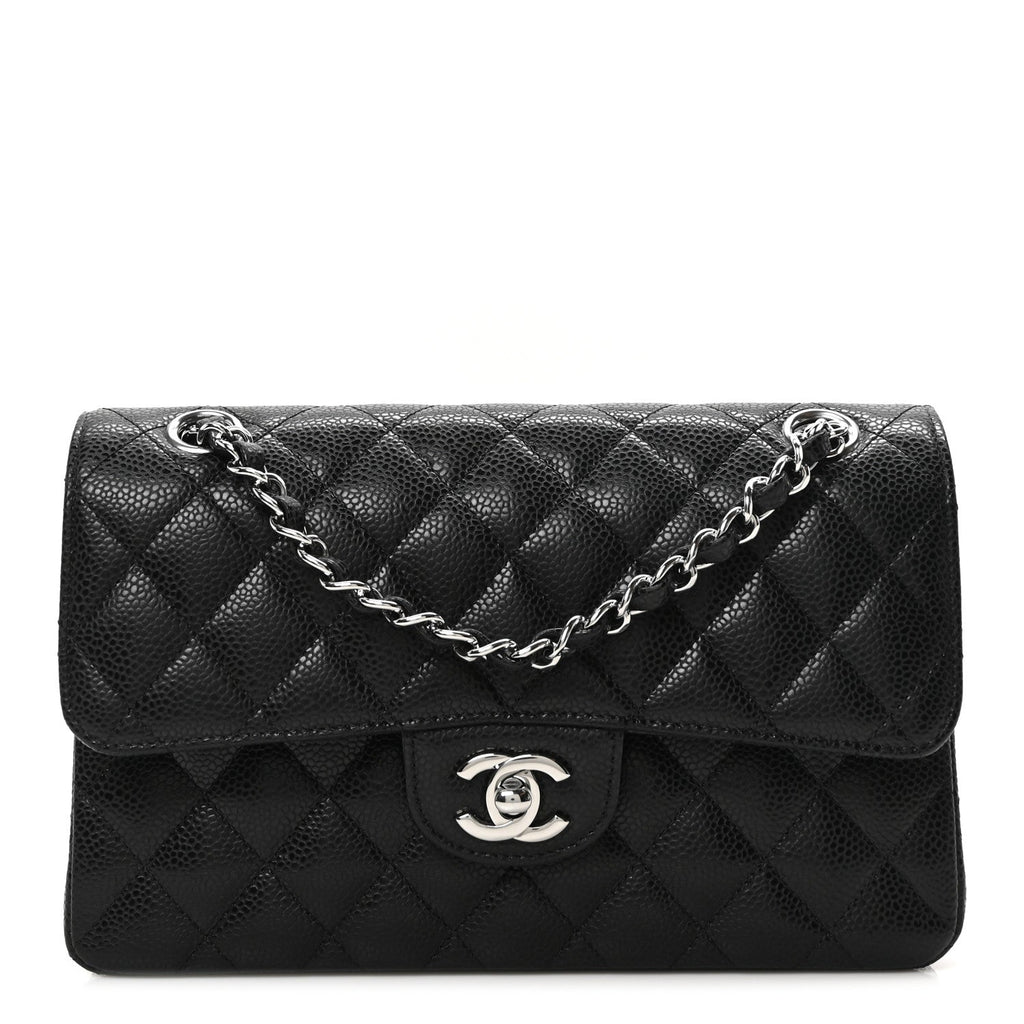Caviar Quilted Small Double Flap Black