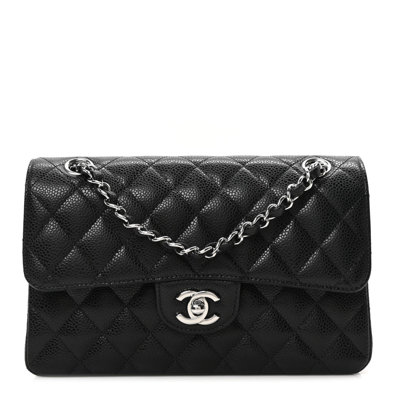 Caviar Quilted Small Double Flap Black