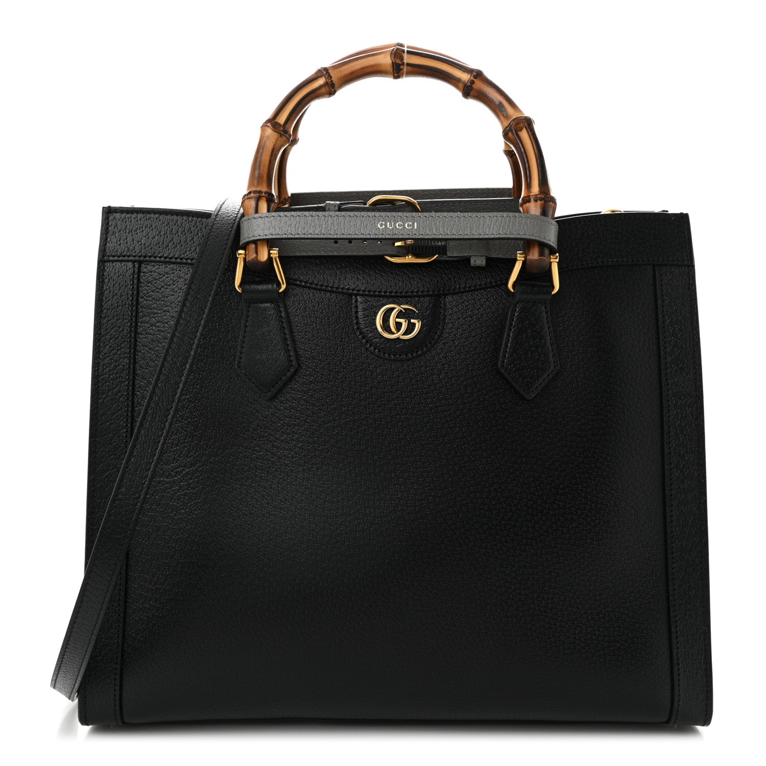 Textured Dollar Calfskin Web Medium Diana Tote Bag Black Dusty Grey