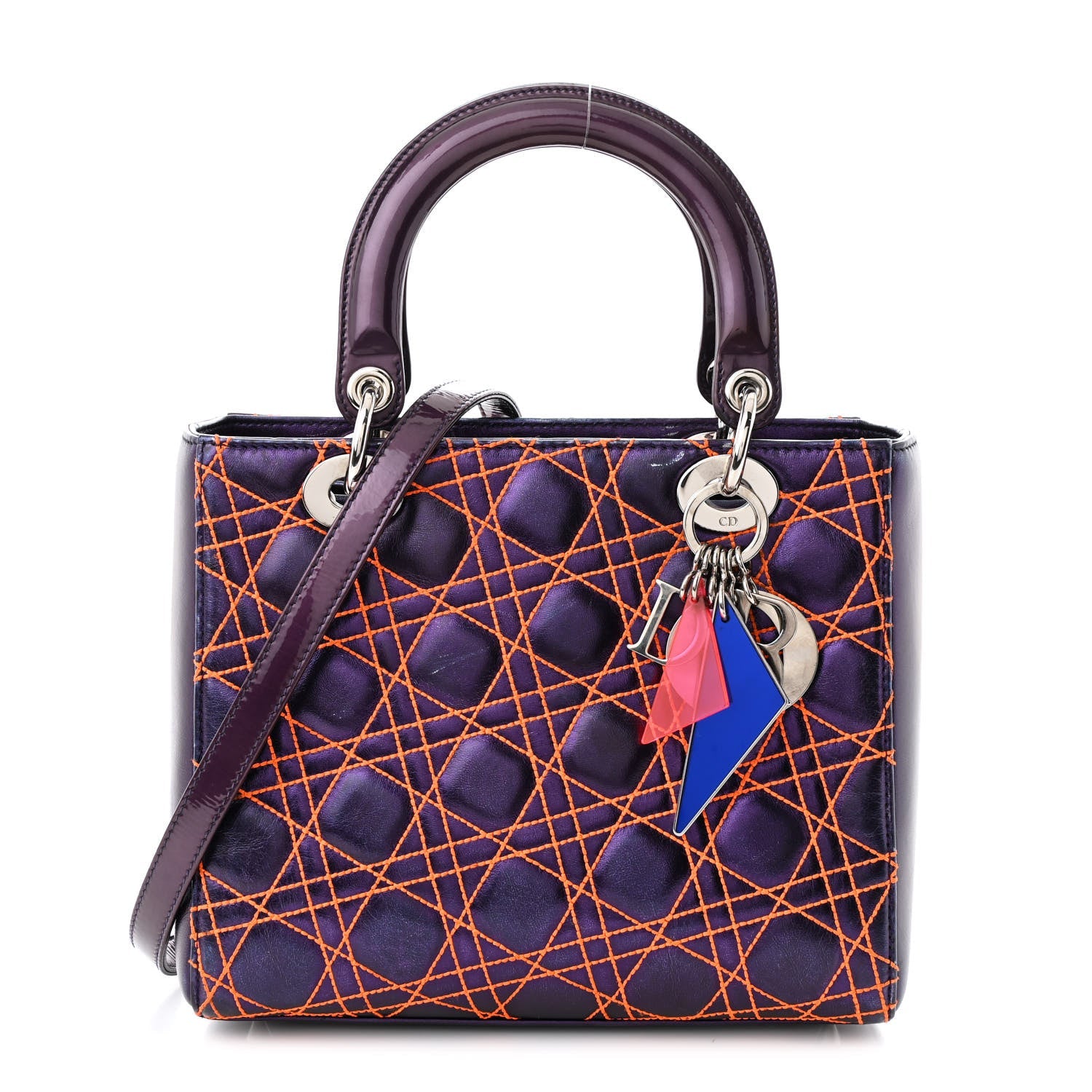 Metallic Lambskin Cannage Medium Anselm Reyle Lady Dior Purple Orange