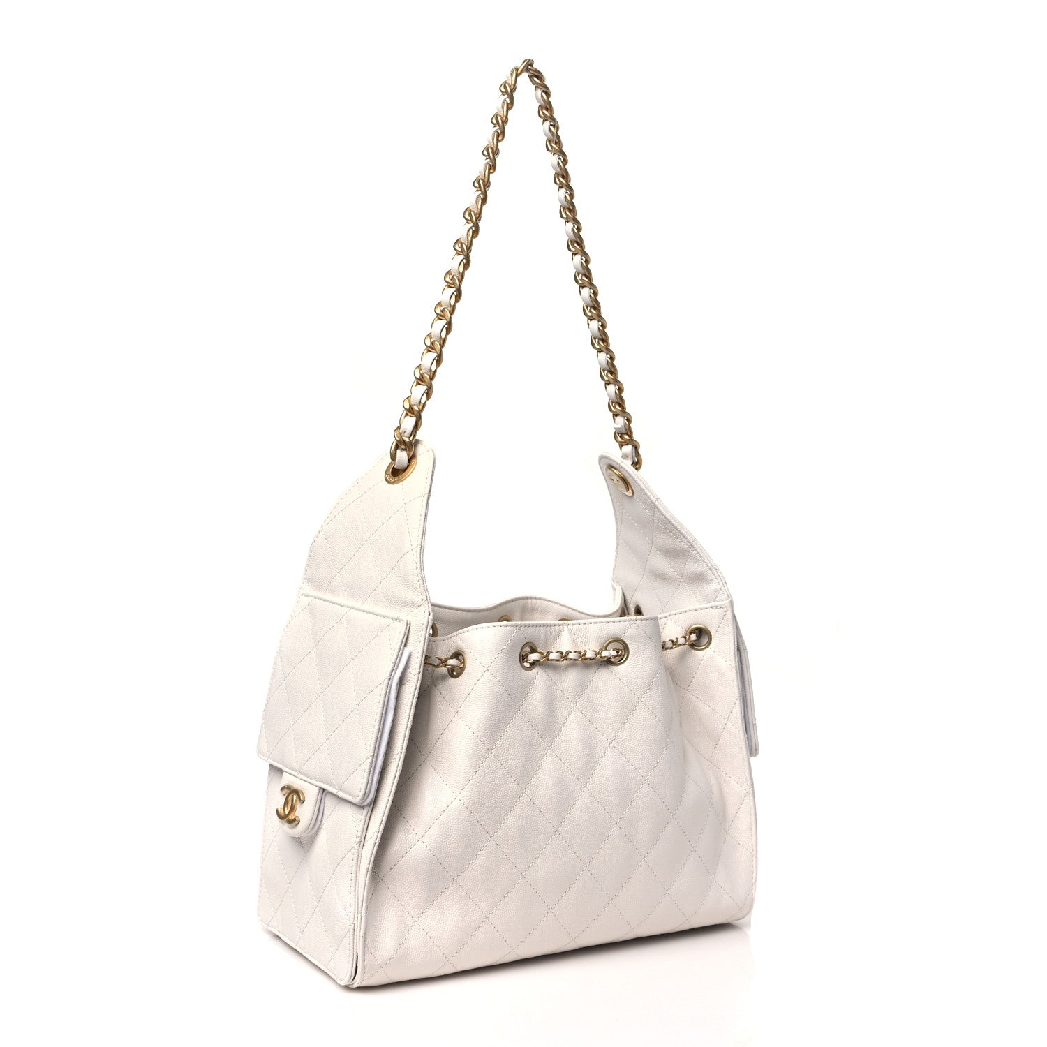 Caviar Quilted Small Chanel 25 Handbag White