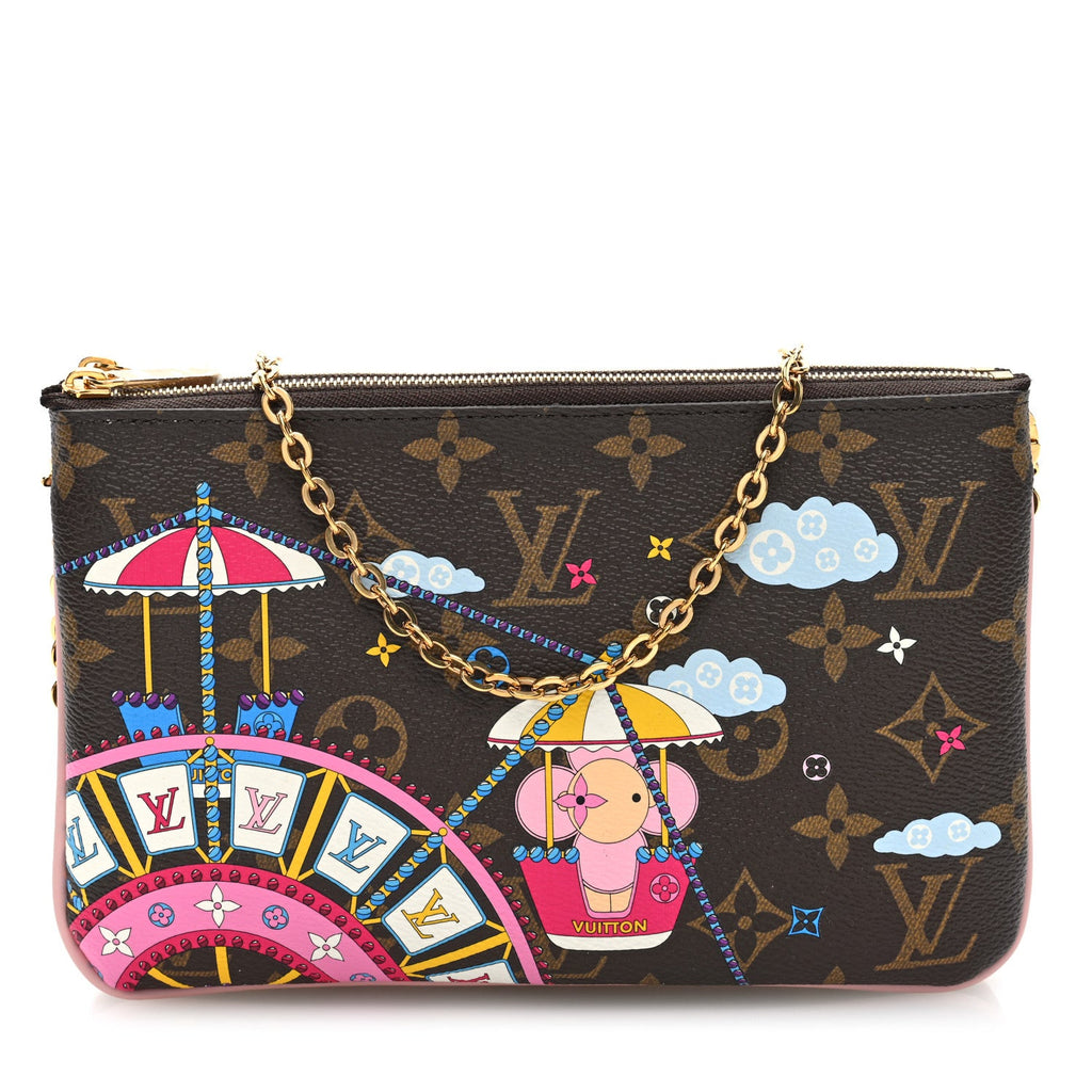 Monogram 2020 Christmas Animation Big Wheel Double Zip Pochette Rose Ballerine