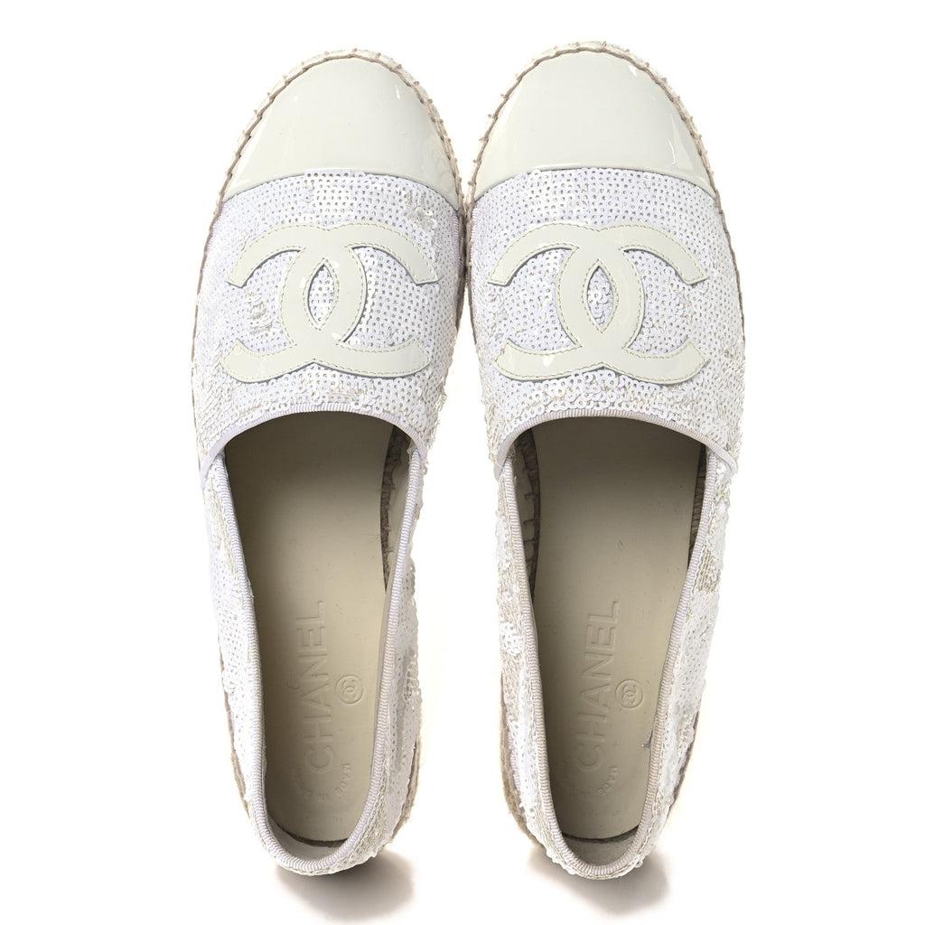 Patent Sequin CC Espadrilles 40 White