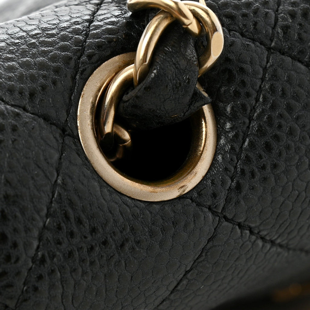 Metallic Caviar Quilted Mini Rectangular Flap Black