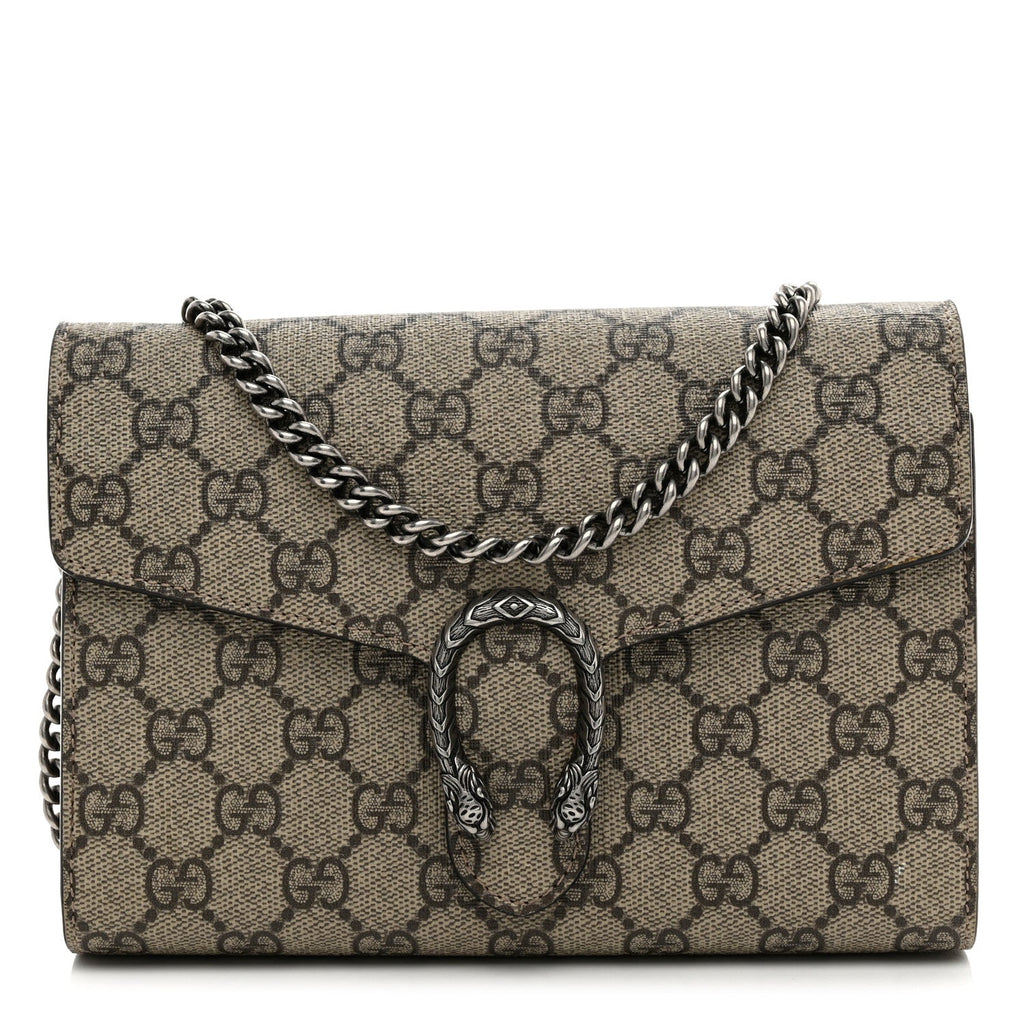 GG Supreme Monogram Mini Dionysus Chain Wallet Beige Taupe