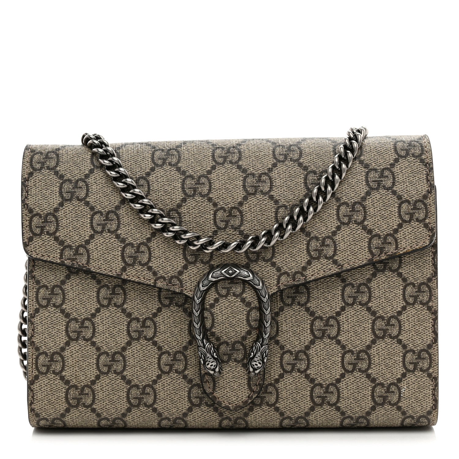 GG Supreme Monogram Mini Dionysus Chain Wallet Beige Taupe