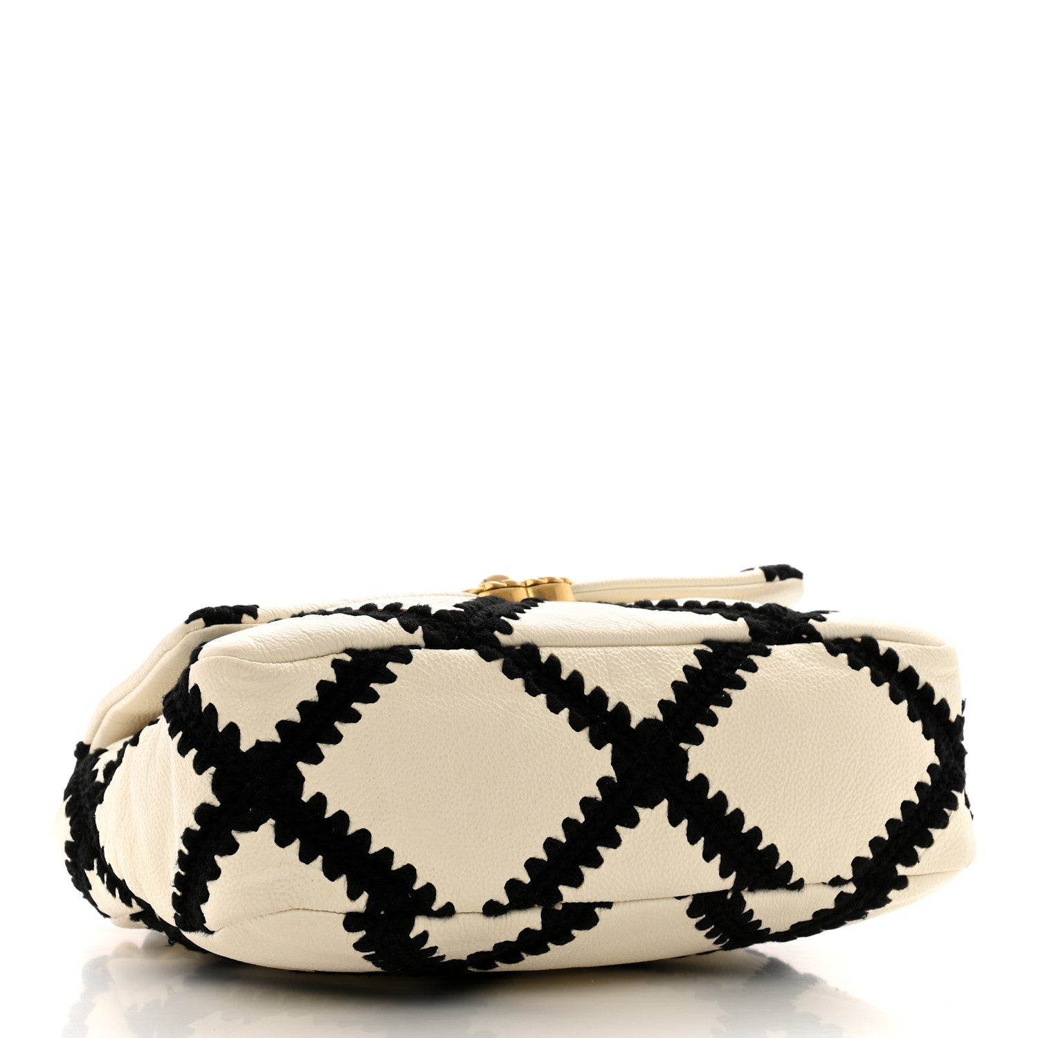 Calfskin Crochet Medium Chanel 19 Flap White Black