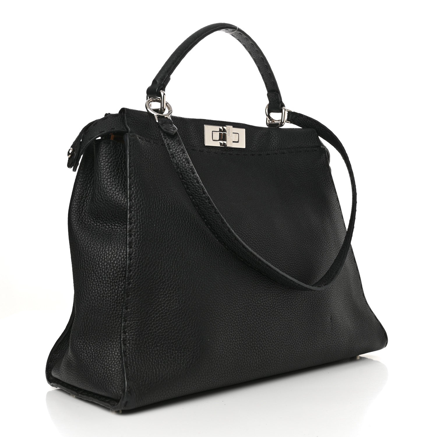 Cuoio Romano Selleria Bi-Color Large Peekaboo Iconic Satchel Black Mou
