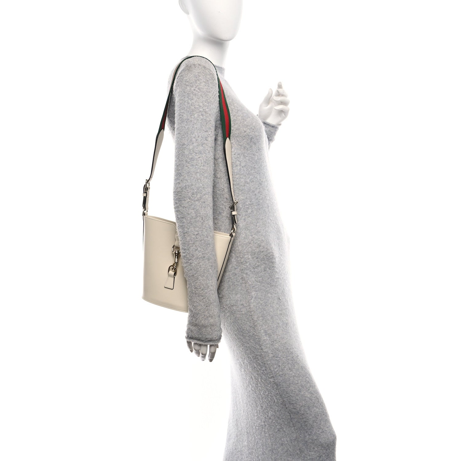 Tritone Calfskin Web Mini Ophidia Bucket Bag New Ivoire