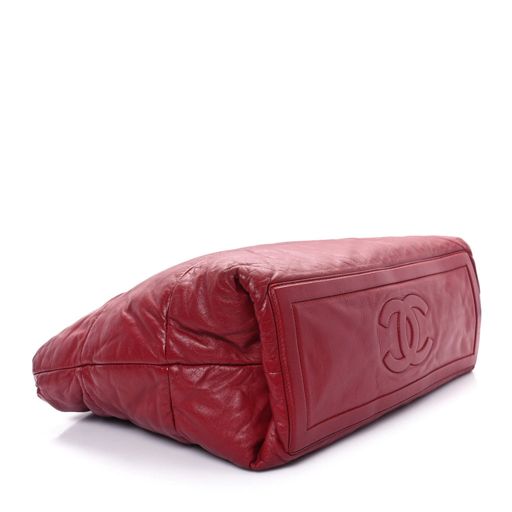 Lambskin Quilted Large Coco Cocoon Reversible Tote Red Red