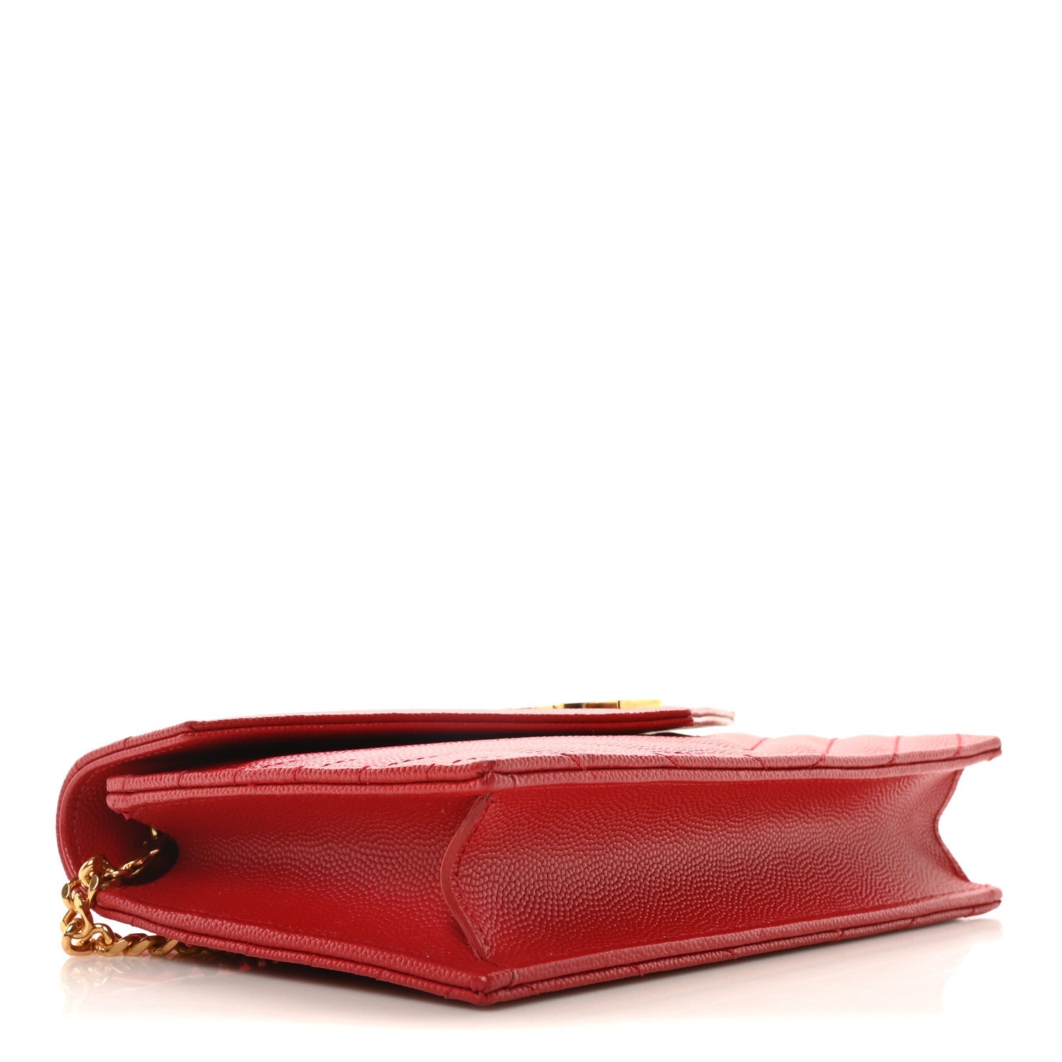 Grain De Poudre Matelasse Chevron Monogram Envelope Chain Wallet Rouge Eros