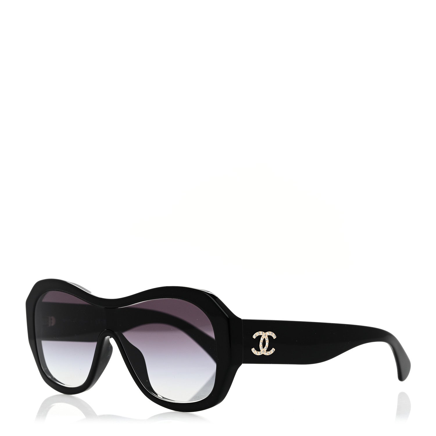Acetate Crystal CC Shield Sunglasses 5497-B-A Black