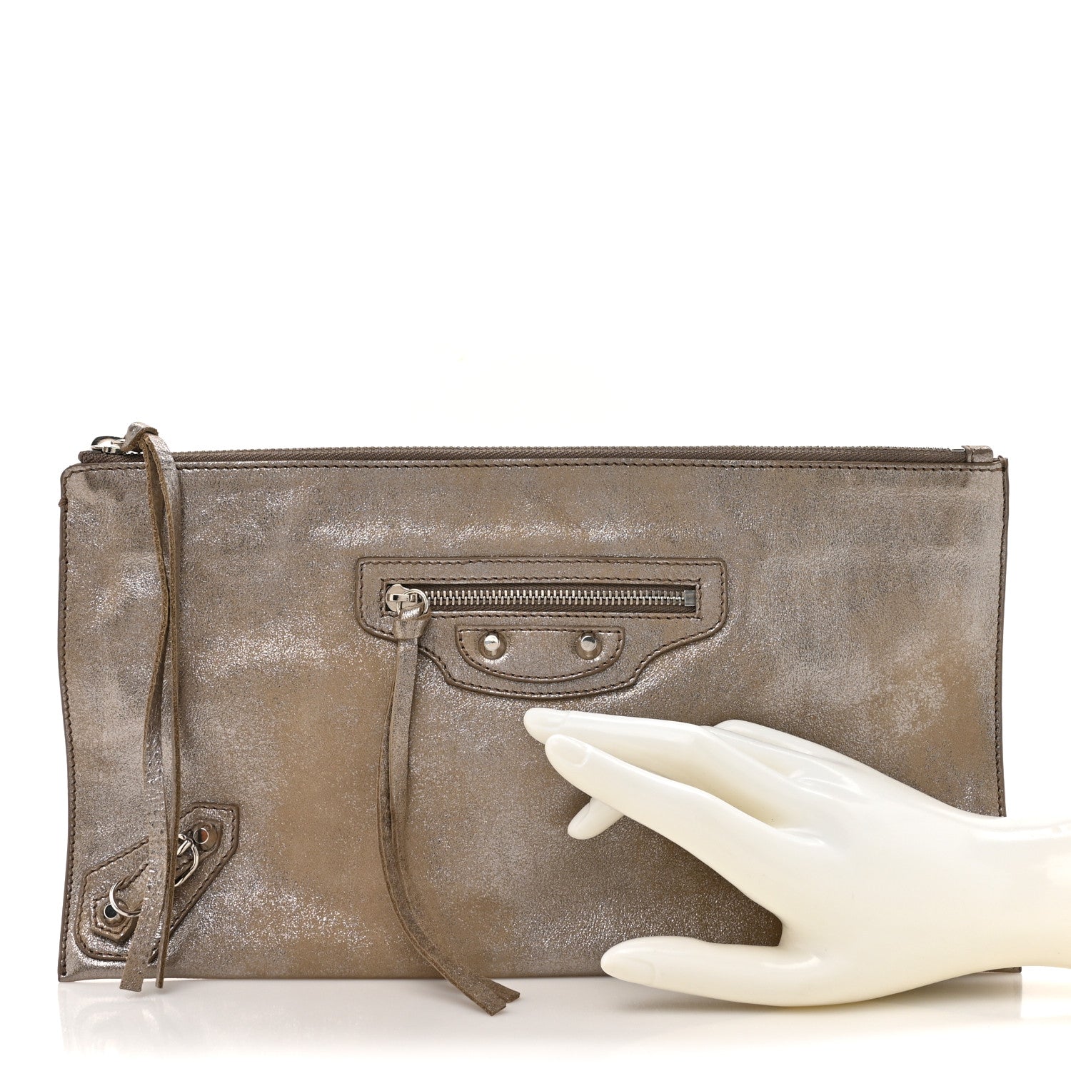 Metallic Calfskin Milky Way Papier Clutch Gold