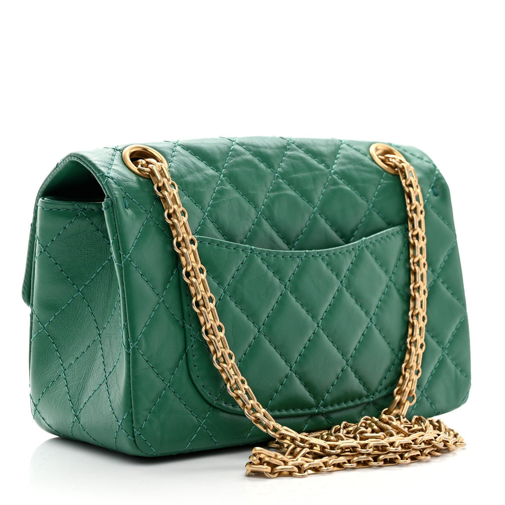 Aged Calfskin Quilted 2.55 Reissue Mini Flap Green