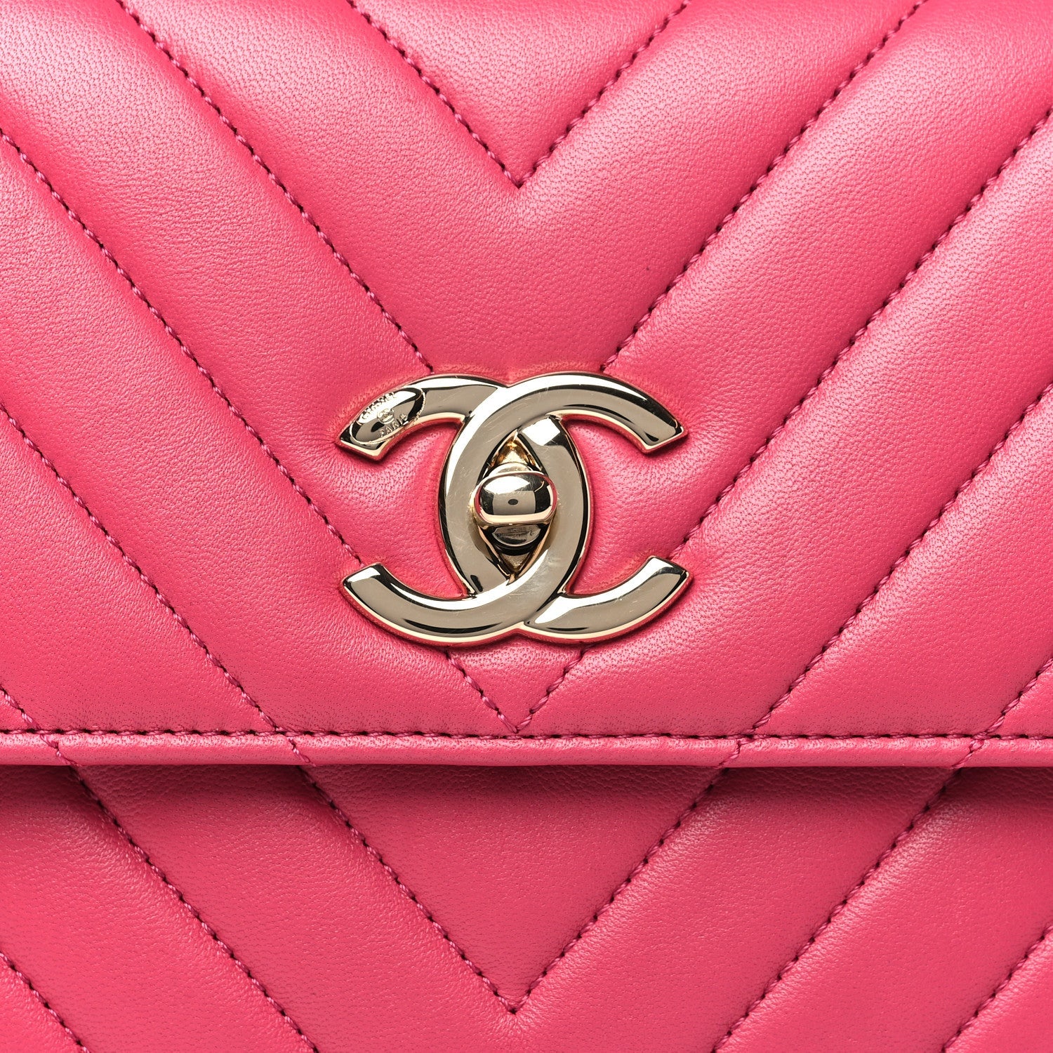 Lambskin Chevron Quilted Small Trendy CC Dual Handle Flap Bag Pink