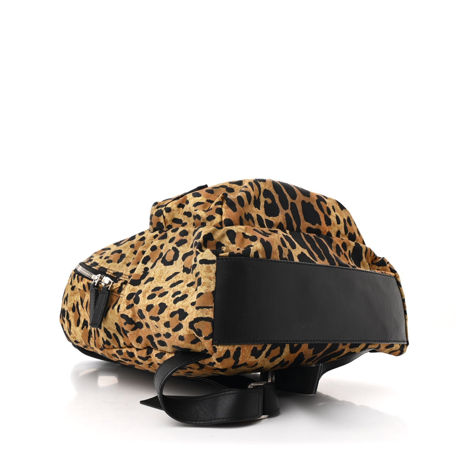 Nylon Calfskin Leopard Print Backpack