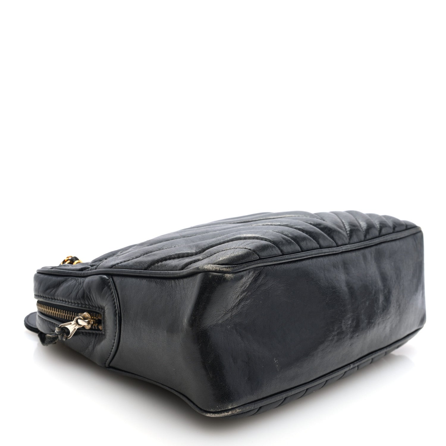 Lambskin Chevron Quilted Camera Case Black