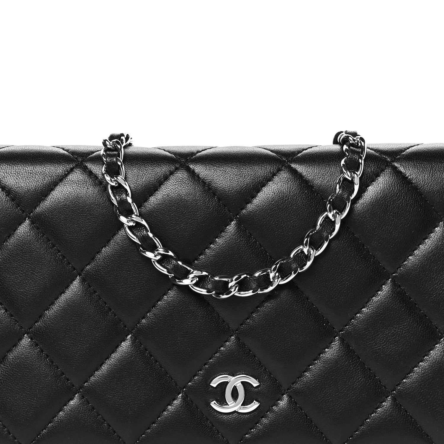 Lambskin Quilted Wallet On Chain WOC Black