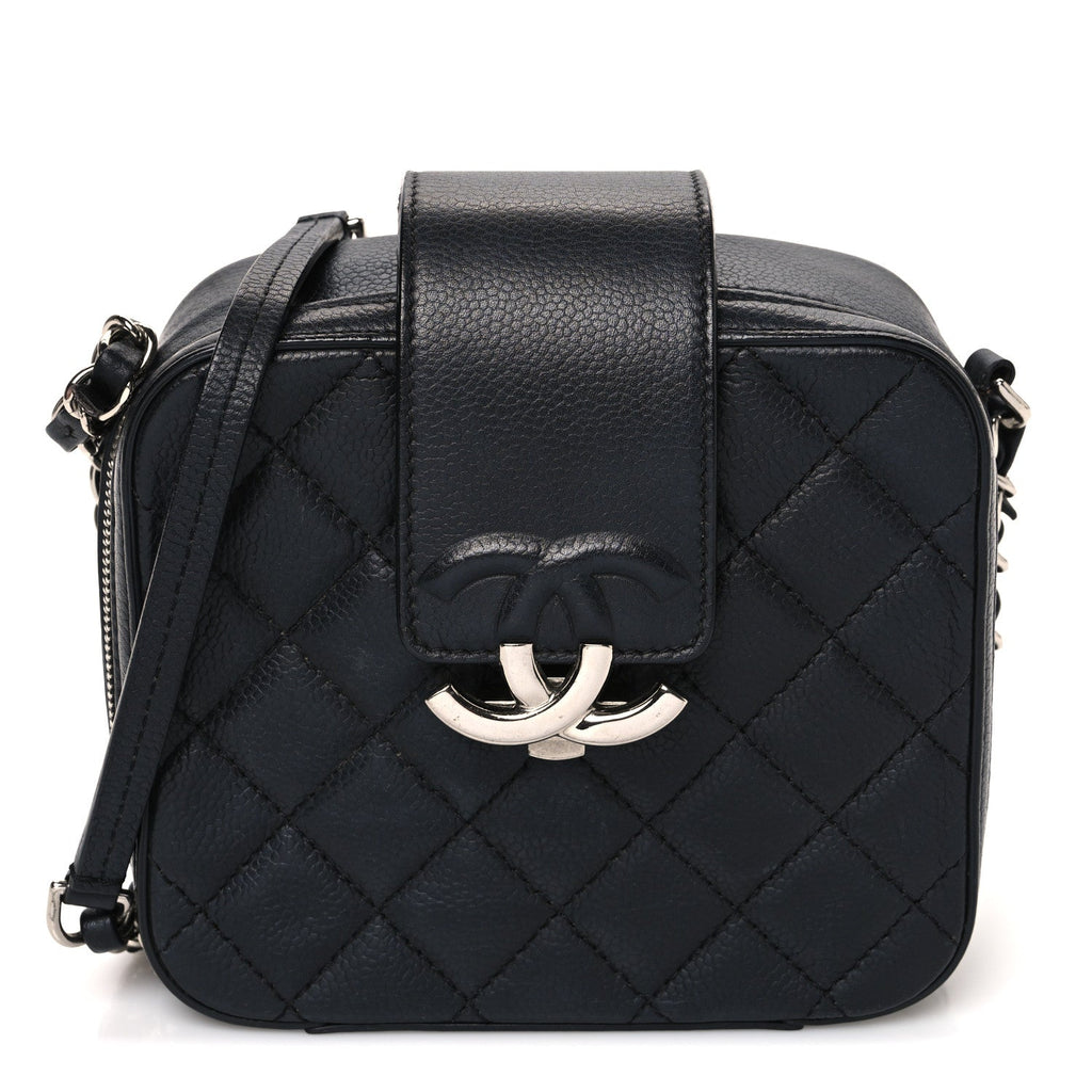 Lambskin Quilted Mini CC Box Camera Bag Black