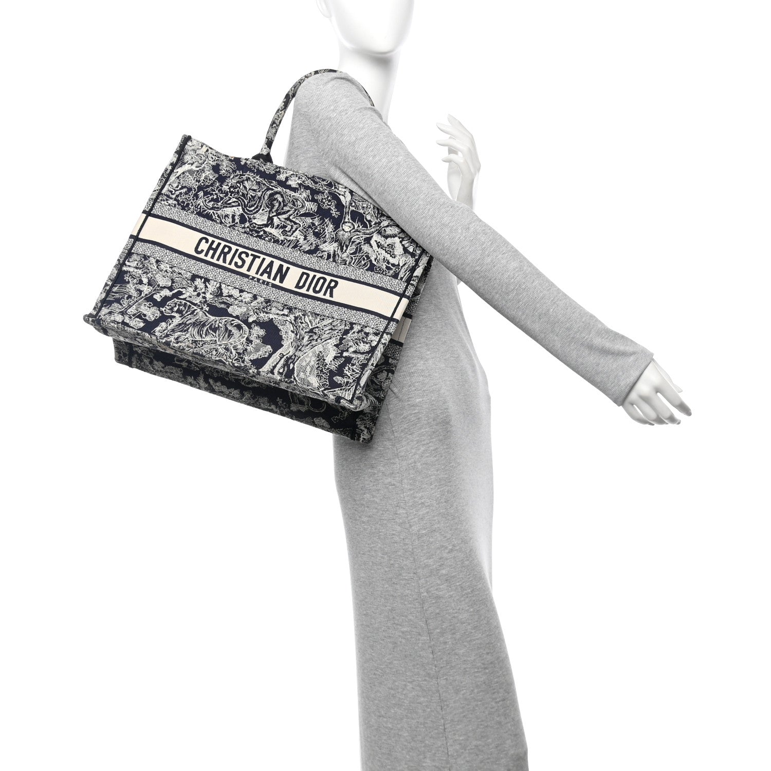 Canvas Embroidered Large Dioriviera Toile De Jouy Reverse Book Tote Blue