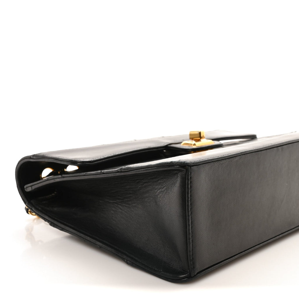 Lambskin Quilted Medium Mademoiselle Single Flap Black