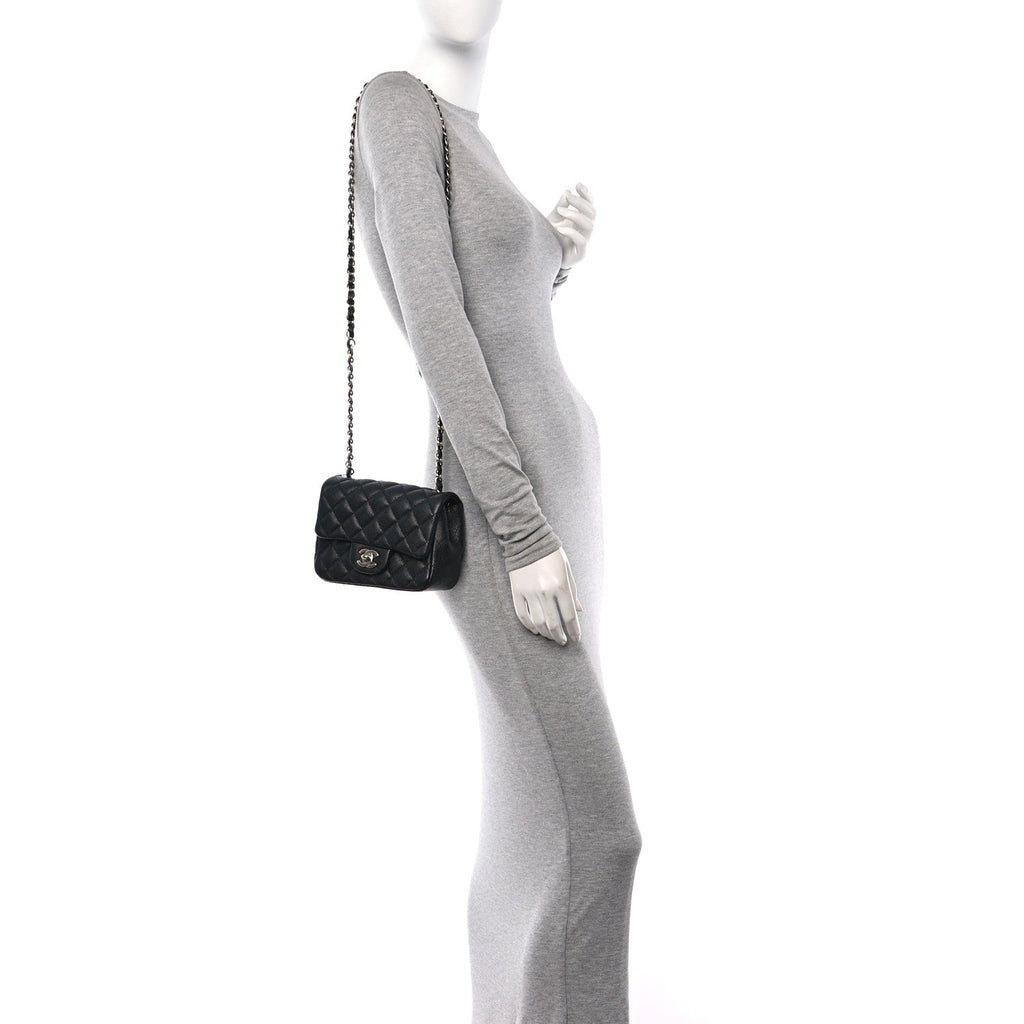 Caviar Quilted Mini Square Flap Black