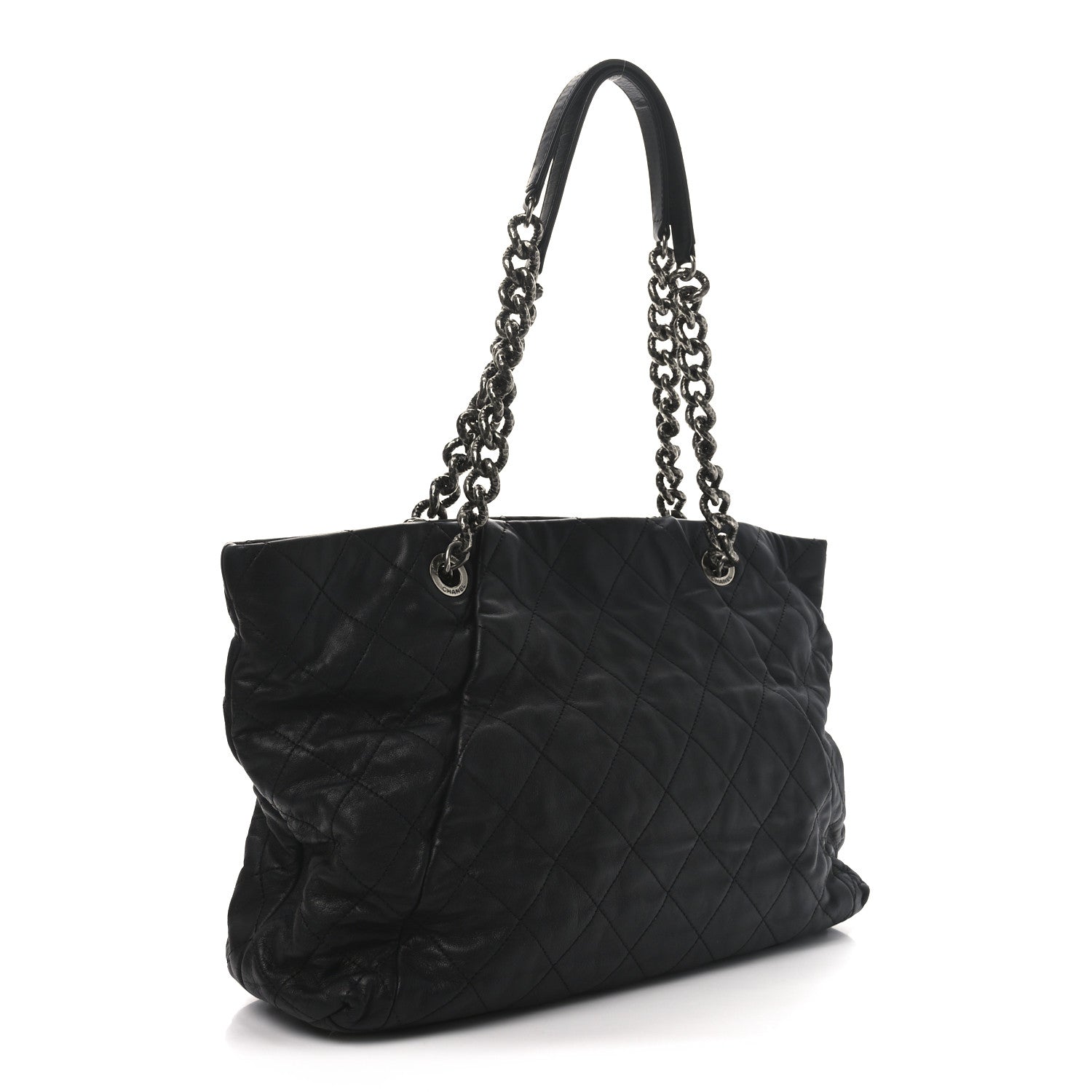 Calfskin Quilted Large Coco Pleats Tote Black
