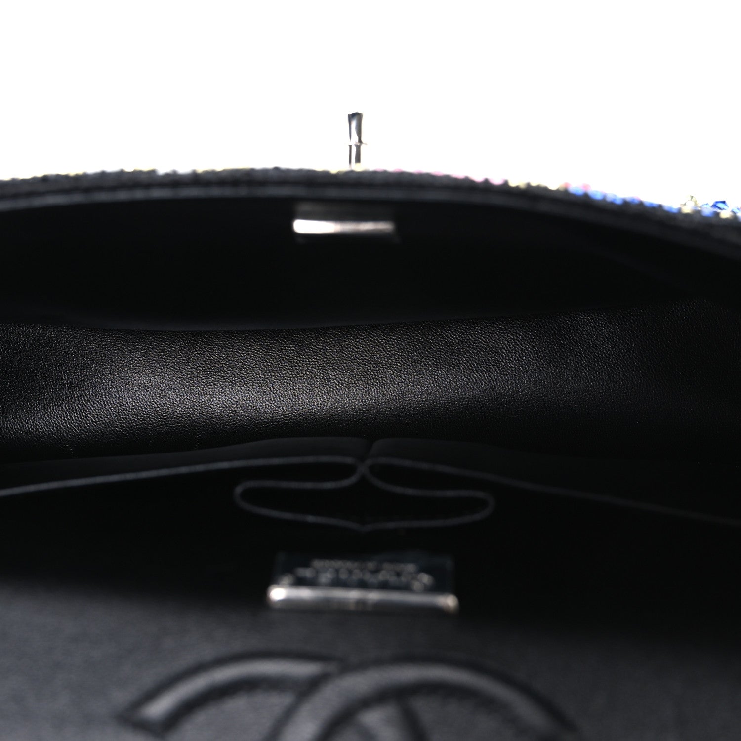 Crystal Tweed CC Medium Double Flap Black