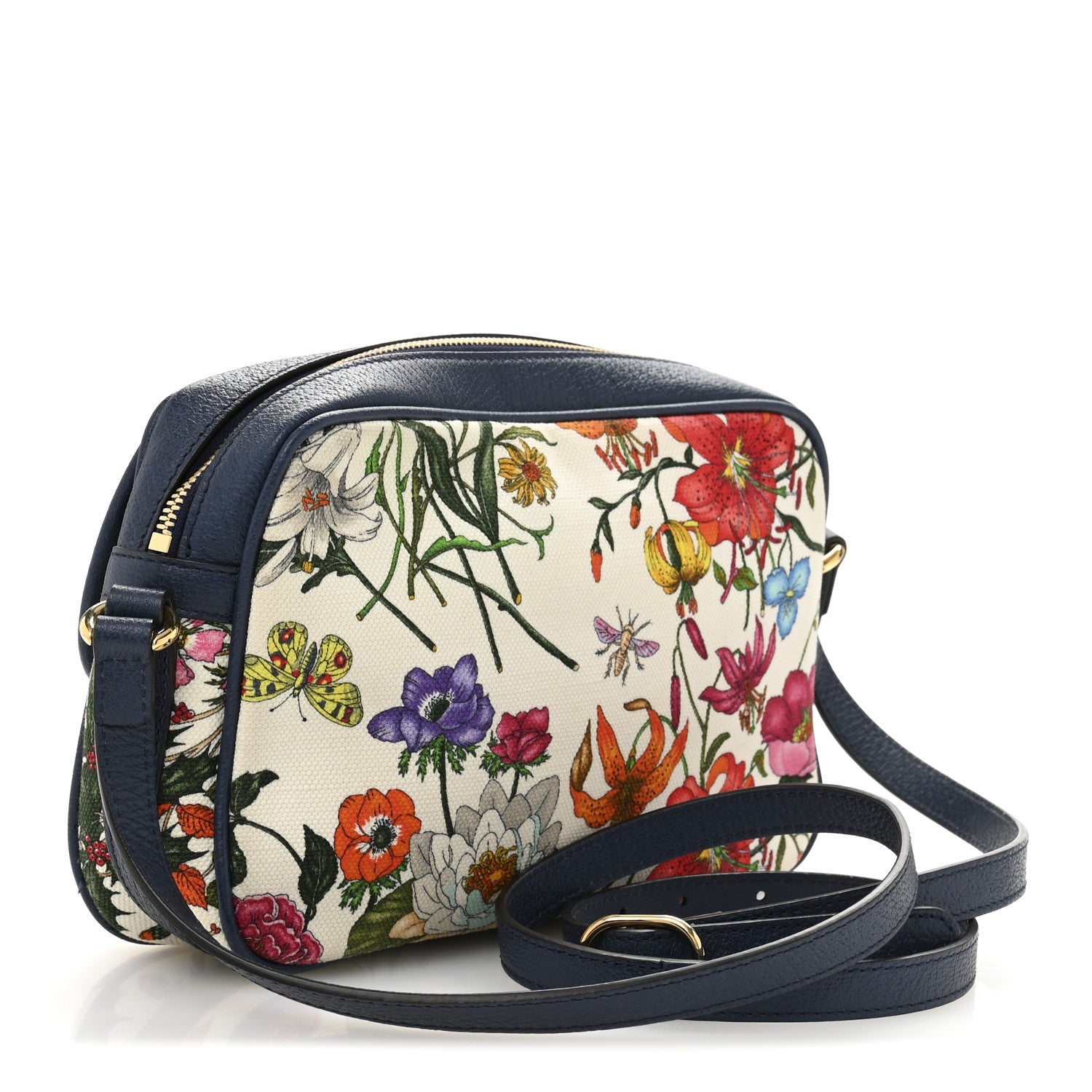 Canvas Flora Floral Shoulder Bag White Blue Agata Mulitcolor