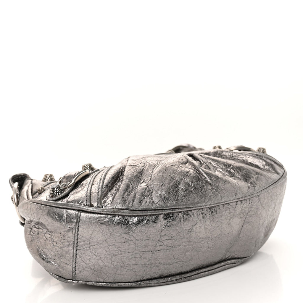 Metallic Agneau Arena Le Cagole Shoulder Bag XS Silver
