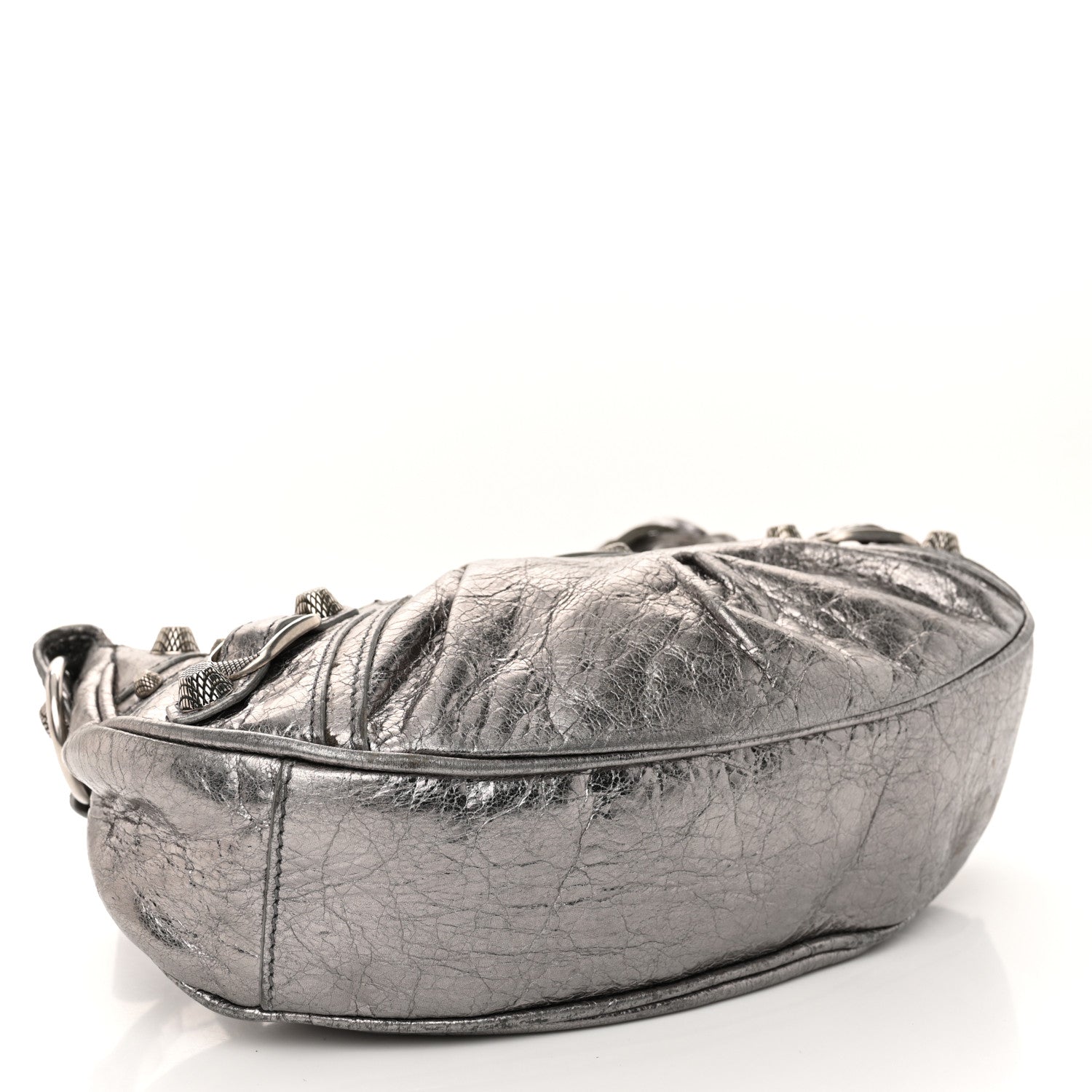 Metallic Agneau Arena Le Cagole Shoulder Bag XS Silver