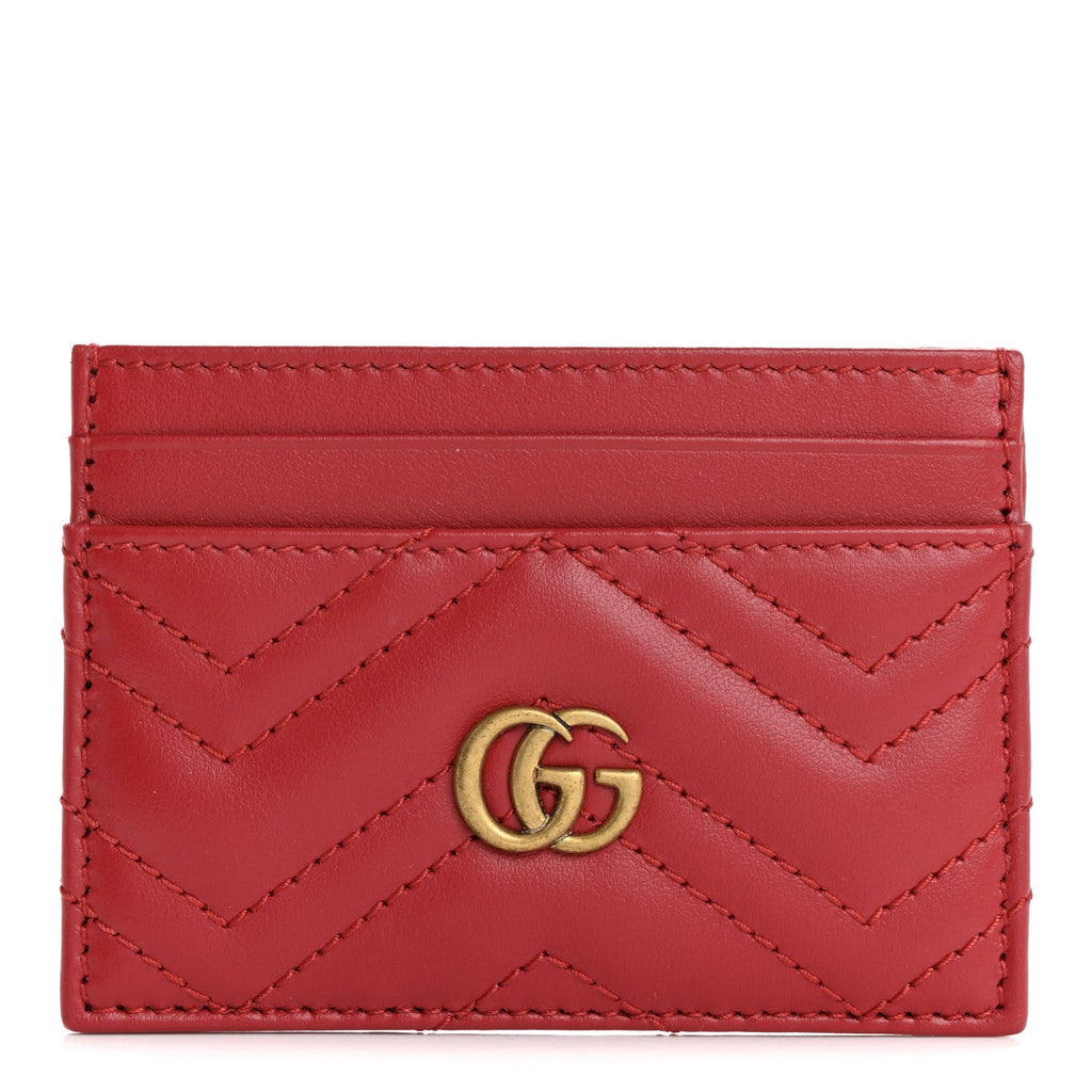 Calfskin Matelasse GG Marmont  Holder Hibiscus Red