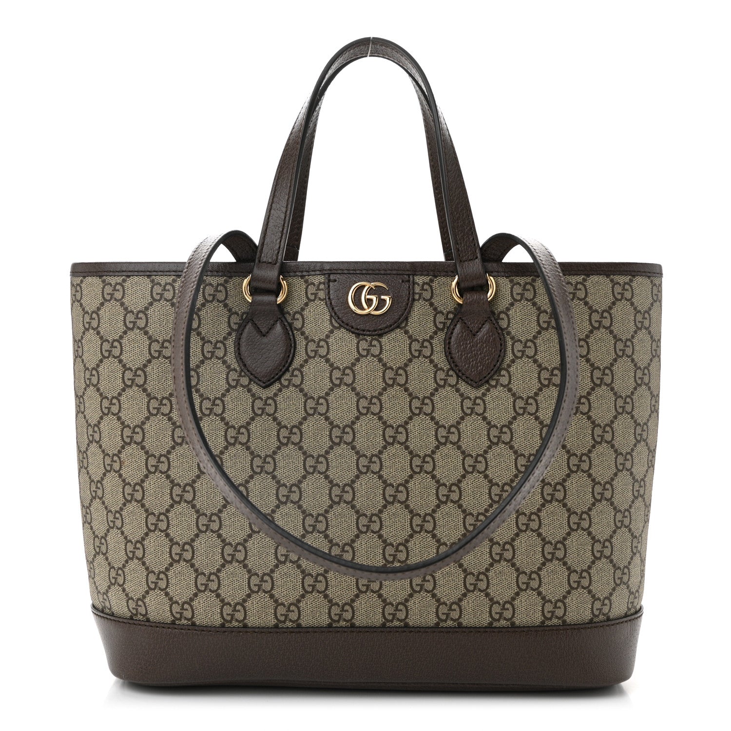GG Supreme Monogram Textured Calfskin Small Ophidia Shoulder Tote Bag Beige Ebony New Acero