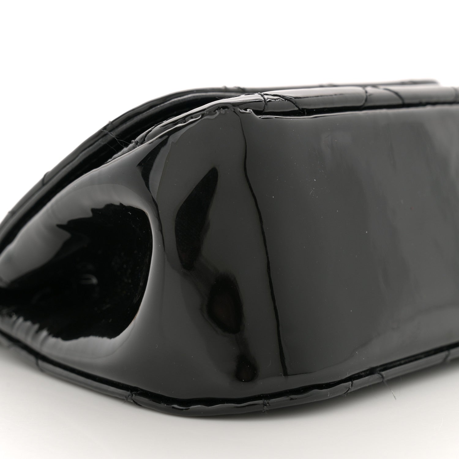 Patent Quilted Frame Clutch Flap With Chain Black