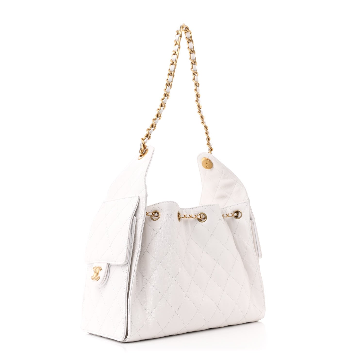 Caviar Quilted Small Chanel 25 Handbag White