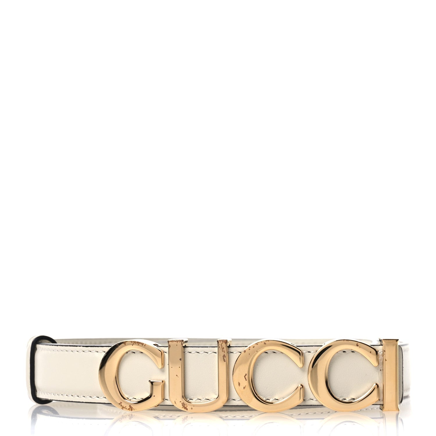 Plutone Calfskin Gucci Buckle 20mm Thin Belt 90 36 Mystic White
