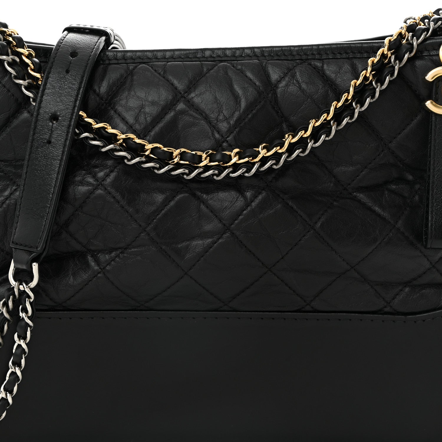 Aged Calfskin Quilted Medium Gabrielle Hobo Black